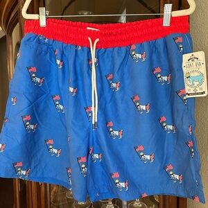 *NWT* GOAT USA Men's Royal Blue and USA flag Swim Shorts